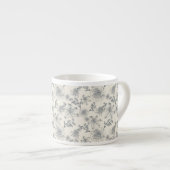 Antike französische Toile Botanical Vogel Rustikal Espressotasse (Vorderseite Rechts)