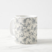 Antike französische Toile Botanical Vogel Rustikal Kaffeetasse (Vorderseite Links)