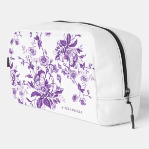 Antike französische Toile lila Blumen Hochzeitsdus Waschbeutel