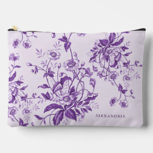 Antike französische Toile lila Blumen Hochzeitsdus Zubehörtasche