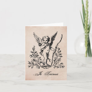 Antike französische Valentinskarte mit Cherub Feiertagskarte