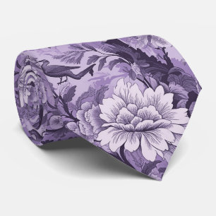 Antike französische violette Toile Fleurie Krawatte