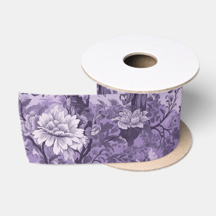 Antike französische violette Toile Fleurie Satinband