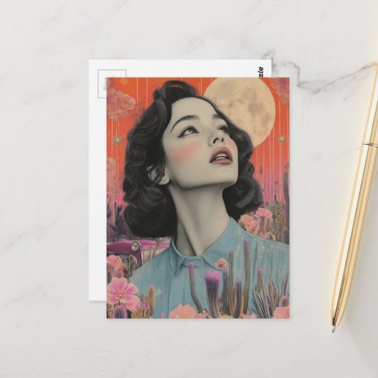 Antike Frau in der Wüste Postkarte (Vorderseite/Rückseite Beispiel)