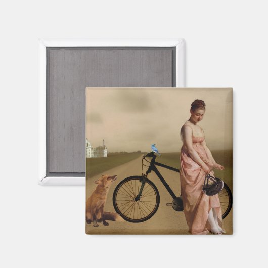 Antike Frau mit Fahrrad Magnet (Vorderseite/Rückseite)