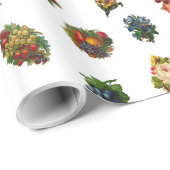 Antike Früchte & Blumen Geschenkpapier (Rolleneckpunkt)