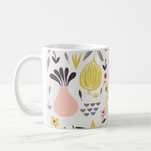 Antike Früchte, Blumen: nahtloses Muster. Kaffeetasse