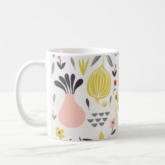 Antike Früchte, Blumen: nahtloses Muster. Kaffeetasse (Links)