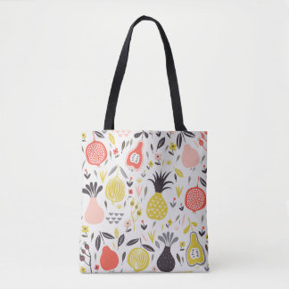 Antike Früchte, Blumen: nahtloses Muster. Tasche