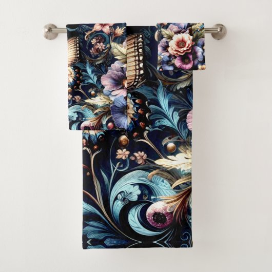 Antike Frühlingsblumen und Schmetterlinge Badhandtuch Set (Insitu)