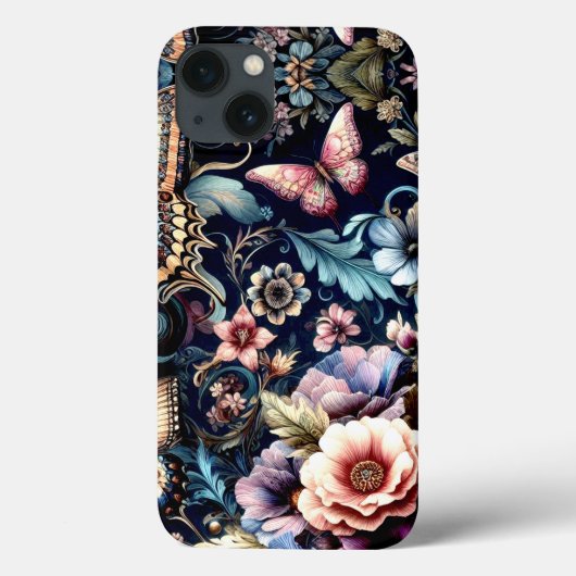 Antike Frühlingsblumen und Schmetterlinge Case-Mate iPhone Hülle (Rückseite)