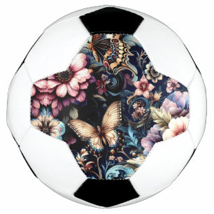Antike Frühlingsblumen und Schmetterlinge Fußball