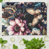 Antike Frühlingsblumen und Schmetterlinge Geschirrtuch (Gefaltet)