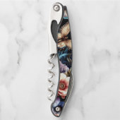 Antike Frühlingsblumen und Schmetterlinge Kellnermesser (Vorderseite)