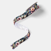 Antike Frühlingsblumen und Schmetterlinge Satinband (Rückseite)
