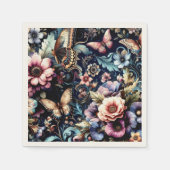 Antike Frühlingsblumen und Schmetterlinge Serviette (Vorderseite)