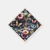 Antike Frühlingsblumen und Schmetterlinge Serviette (Ecke)