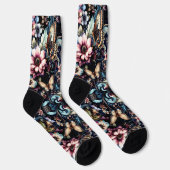 Antike Frühlingsblumen und Schmetterlinge Socken (Rechts)