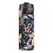 Antike Frühlingsblumen und Schmetterlinge Thermosbecher (Vorderseite)