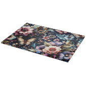 Antike Frühlingsblumen und Schmetterlingsglas Schneidebrett (Ecke)