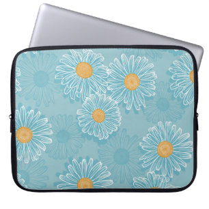 Antike Gänseblümchen: florales Umrissmuster. Laptopschutzhülle