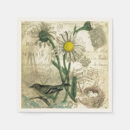Antike Gänseblümchen Serviette (Vorderseite)