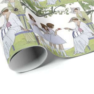 Antike Garten-Teeparty Geschenkpapier