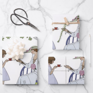Antike Garten-Teeparty Geschenkpapier Set