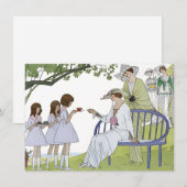 Antike Garten-Teeparty Mitteilungskarte (Vorne/Hinten)