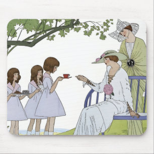 Antike Garten-Teeparty Mousepad