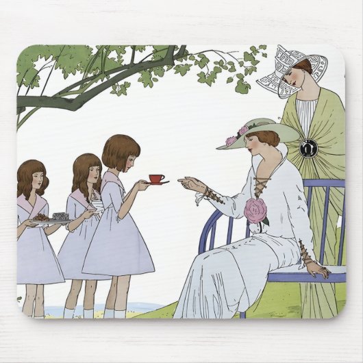 Antike Garten-Teeparty Mousepad (Vorne)