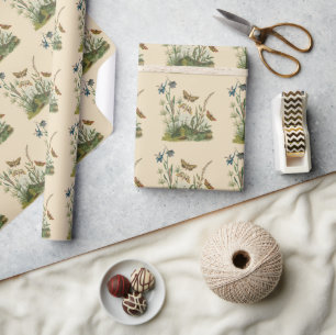 Antike Garteninsekten, Schmetterlinge, Raupen Geschenkpapier