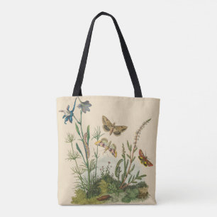 Antike Garteninsekten, Schmetterlinge, Raupen Tasche