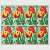 Antike Gartenwerbung, gelbe rote Tulpen Geschenkpapier (Flach)