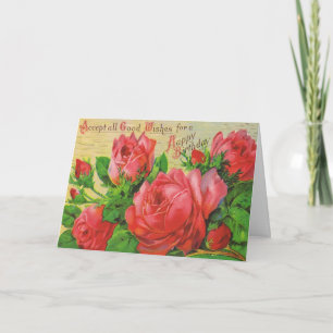 Antike Geburtstags-Karte mit Roten Rosen Karte