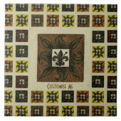 Antike geflieste Fleur de Lis (braun) Fliese (Vorderseite)