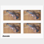 Antike Geige Rechteckiger Aufkleber (Blatt)