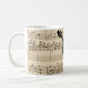 Antike Geige und Notenblatt-Tasse Kaffeetasse