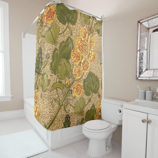 Antike gelbe Blumen Duschvorhang (Beispiel)
