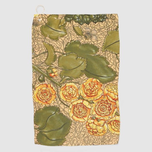 Antike Gelbe Blumen Golf Handtuch (Vorderseite)