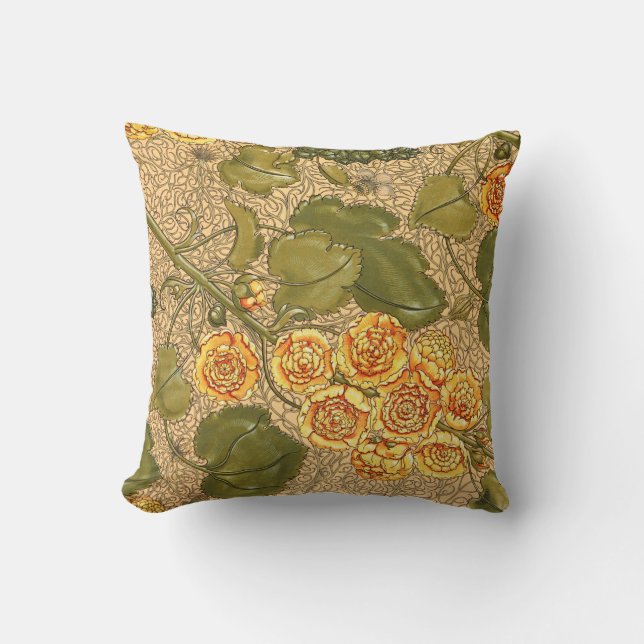 Antike gelbe Blumen Kissen (Vorderseite)