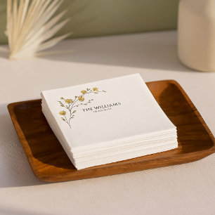 Antike gelbe Blumen-Rustikale Hochzeit Serviette