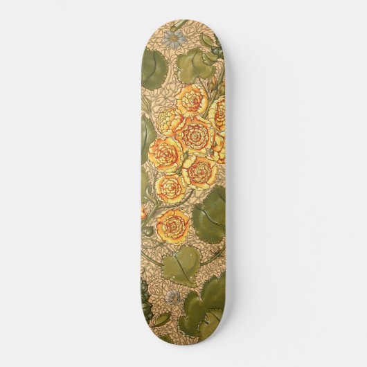 Antike Gelbe Blumen Skateboard (Vorderseite)