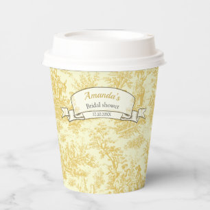 Antike gelbe Blumen-Toile-de-Jouy-Dusche Pappbecher