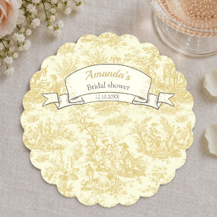 Antike gelbe Blumen-Toile-de-Jouy-Dusche Untersetzer