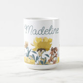 Antike gelbe Blumenrand-Kaffeetasse oder Teetasse (Mittel)