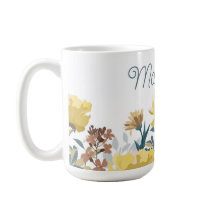 Antike gelbe Blumenrand-Kaffeetasse oder Teetasse