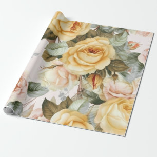 Antike gelbe Rosen  Geschenkpapier