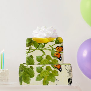 antike gelbe Rosen Geschenkpapier