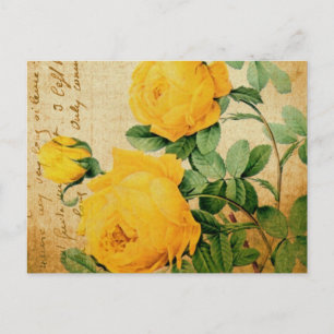 Antike gelbe Rosen Postkarte